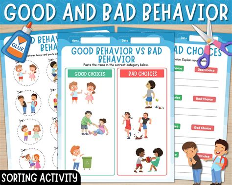 Good and Bad Behavior Sorting Activity Cut and Paste Good Vs Bad ...