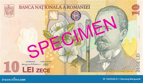 Romanian Leu Banknote Obverse Specimen Stock Photo Image Of