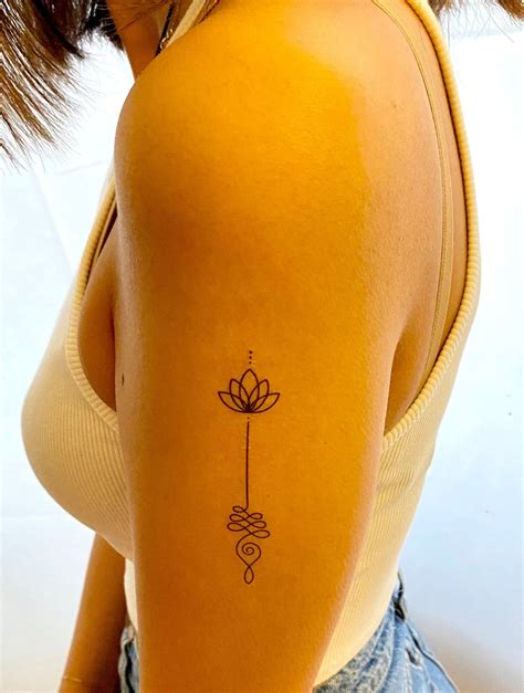 Unalome Lotus Temporary Tattoo Set Of 2 Bohemian Temporary Etsy