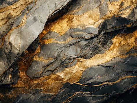 Premium Photo | Visible veins of gold in the rocky wall of a mine closeup shot