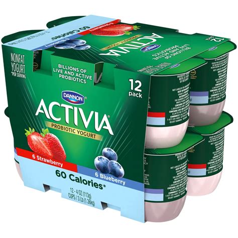 Activia Nonfat Probiotic Strawberry And Blueberry Variety Pack Yogurt Cups 4 Oz Shipt