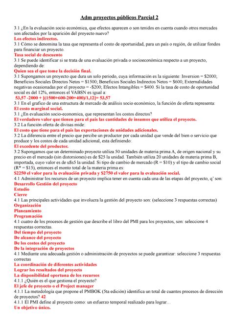 Parcial 2020 preguntas y respuestas Adm proyectos públicos Parcial 2