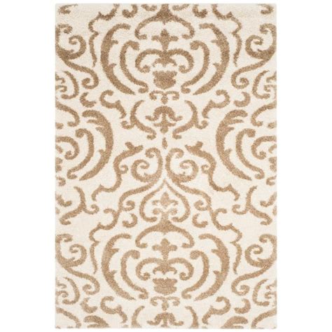 Safavieh Florida Shag Cream Beige Ft X Ft Floral Damask Area Rug