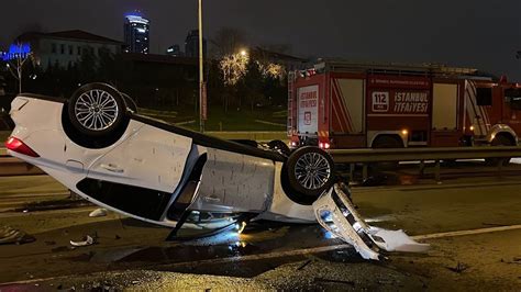 Kad K Y De Kaza Takla Atan Otomobilden Yara Almadan Kurtuldu