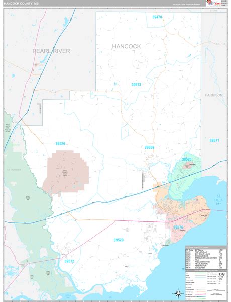 Hancock County, MS Wall Map Premium Style by MarketMAPS - MapSales