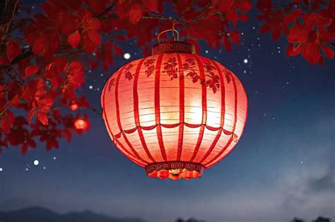 Premium Ai Image A Red Chinese Lantern Against The Evening Sky