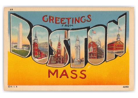 Boston Massachusetts Large Letter Greetings Vintage Grußkarten 🗺 📷 🎠