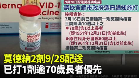 第二劑莫德納928配送各縣市 已打1劑逾70歲長者優先接種