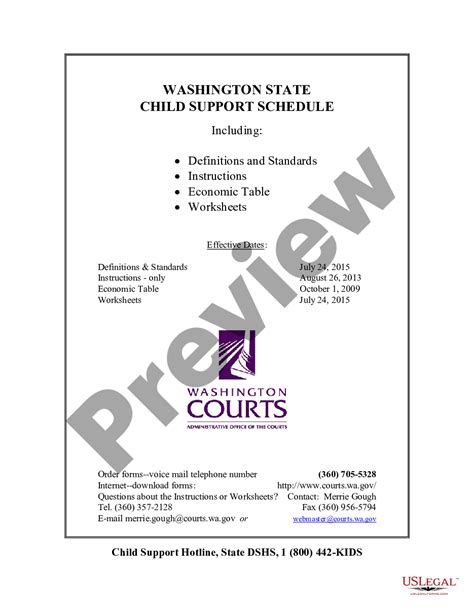 Washington Cs Schedule Child Support Schedule Child Support