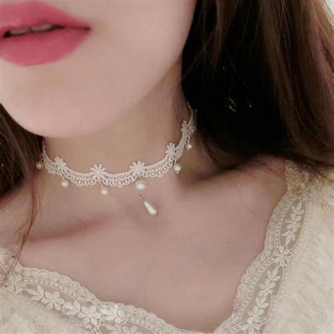 Gothic White Lace Choker Necklace For Women Charmloop