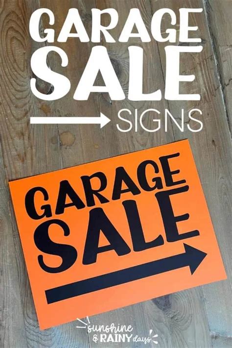 Garage Sale Sign Ideas - Sunshine and Rainy Days