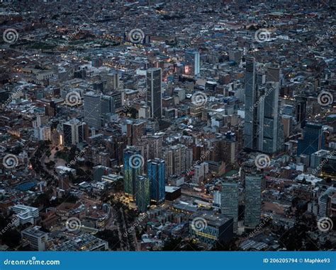 Panoramic View Of Bogota Downtown Financial District Skyscrapers From