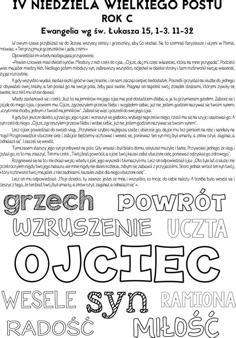 Kolorowanka Przypowie O Synu Marnotrwanym Iv Ndz Wlk Postu Rok C