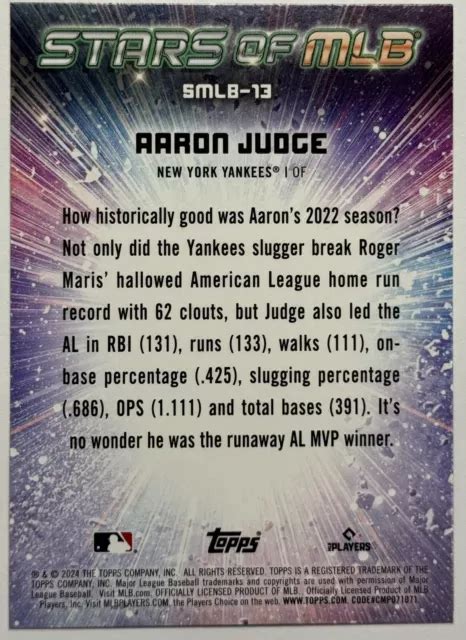 Topps Series Aaron Judge Stars Of Mlb Smlb New York Yankees