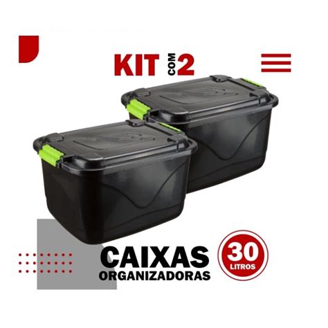 Kit Caixas Organizadora L Grande C Tampa E Trava Cesto Para