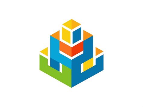 vibrant logo design  interlocking building blocks  construction