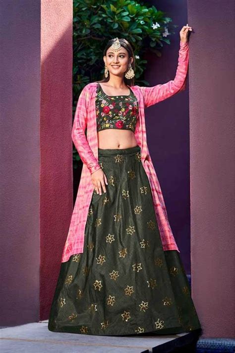 Green Color Wedding Wear Designer Semi Stitched Lehenga Choli With Koti Anokhi Fashion