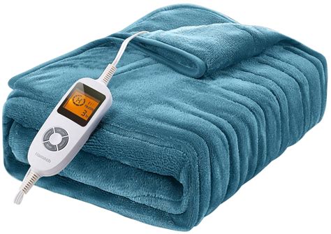 Electric Heated Blanket 50 × 60 Fast Heating Flannel Throw With Auto Timer Machine Washable