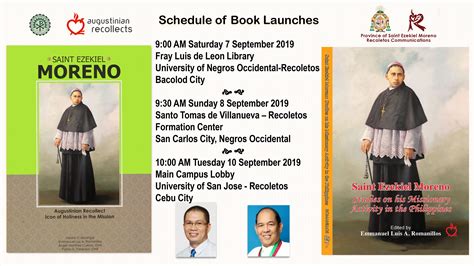 Invitation Launch Of New Books On Saint Ezekiel Moreno Agustinos