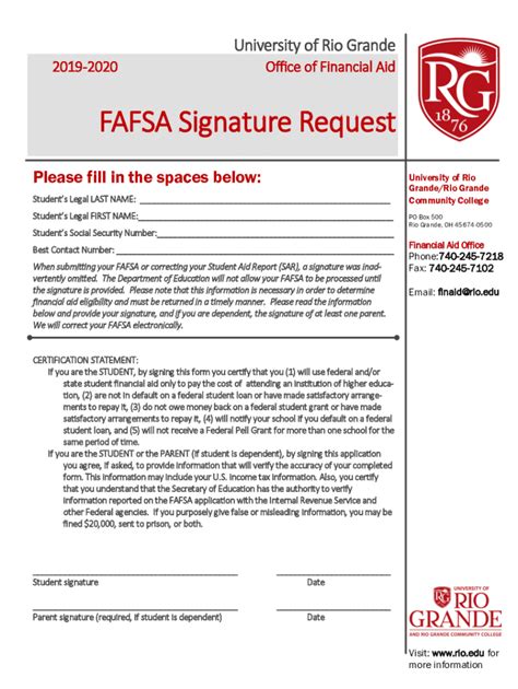 Fillable Online Fafsa Signature Request Fax Email Print Pdffiller