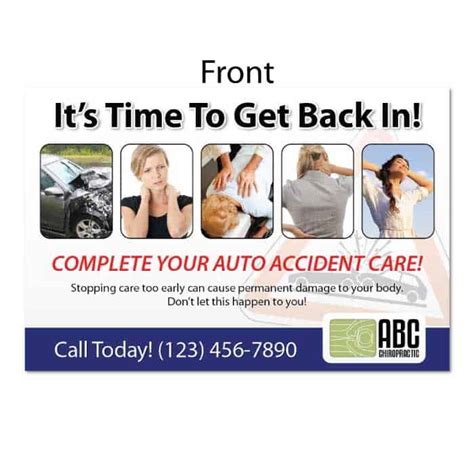 759 Auto Accident Postcard Get Back In Justus Chiropractic Marketing