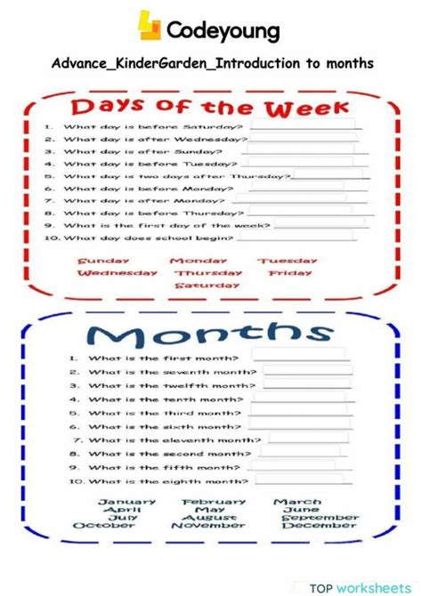 Name of months. Interactive worksheet | TopWorksheets