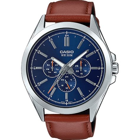 Casio Casio Mens Classic Multi Hand Brown Leather Strap Watch Mtpsw300l2av