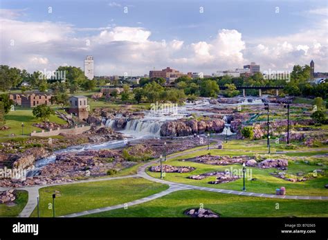 waterfall big sioux river sioux falls sd stock photo alamy