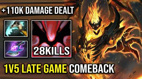 CRAZY 1v5 Late Game Comeback 110K Damage Shadow Fiend Vs Level 30 Lina