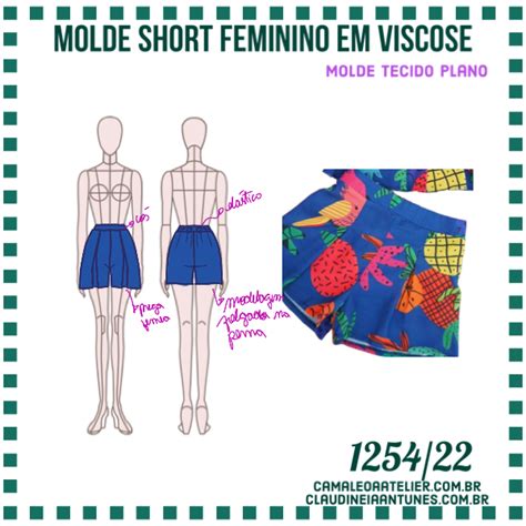 Molde Short Feminino Em Viscose 1254 22 CAMALEOA ATELIER DE COSTURA