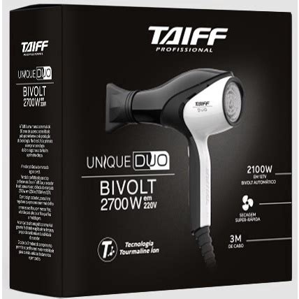 Secador De Cabelo Taiff Unique Duo Preto Branco Bivolt No Shoptime