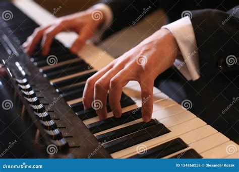 Hands On Piano The Pianist Plays The Piano Stock Photo Image Of