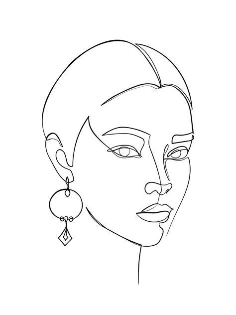 Premium Vector One Line Drawing Face Abstract Woman Portrait Modern