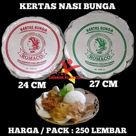 Kertas Nasi Bunga Bulat Isi Lembar Romaco Merah Hijau Kertas