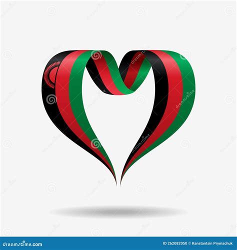 Malawian Flag Heart Shaped Ribbon Background Layout Vector Illustration Stock Vector