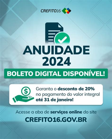 Anuidade 2024 Boleto Digital Disponível