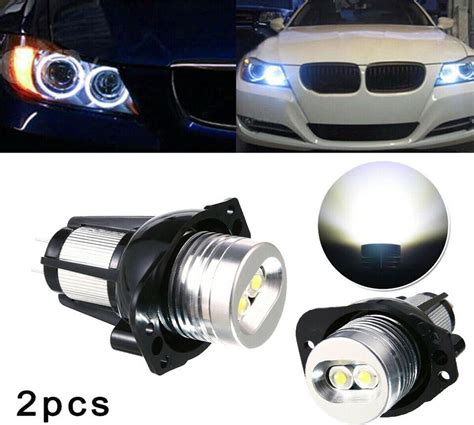 White LED Angel Eyes Halo Ring Marker Light Error Free Bulb Fit For BMW