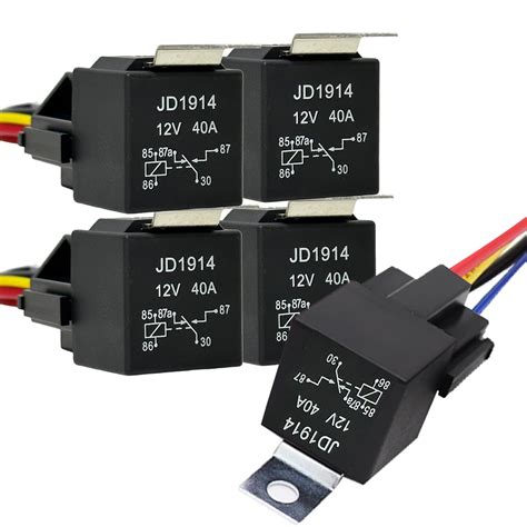 Buy Kalmaegee 5 Pack Relay 12V 40A 5 Pin Relay SPDT With Sockets And