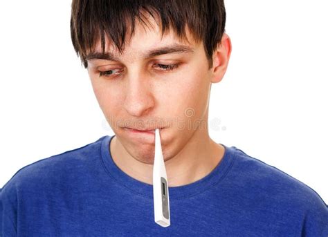 Young Man With Thermometer Stock Image Image Of Single 54774345