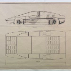 Collector Studio - Fine Automotive Memorabilia - 1976 Lamborghini Bravo Bertone factory blueprint