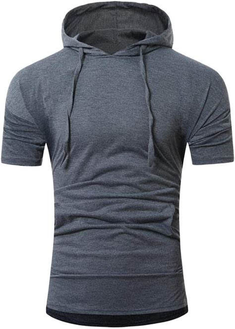 Mens Mens Hoodies Summer Pullover Solid Hooded Fashion Mens Simple Estilo Short Sleeve T