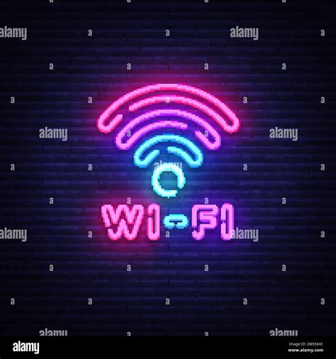 Wifi Neon Sign Vector Wifi Symbol Neon Glowing Letters Shining Light