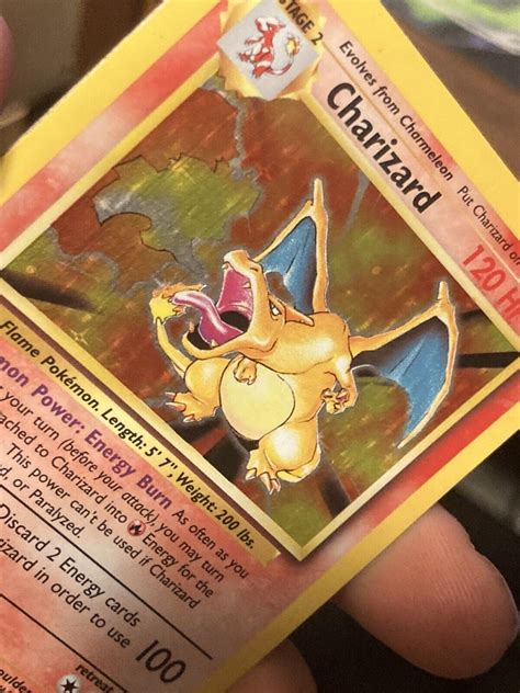 First Line Error Base Set Holo Charizard Screen Misprint Pokemon