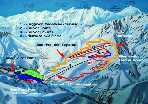 Mappa Impianti E Cartina Delle Piste Skirama Pontechianale Val Varaita