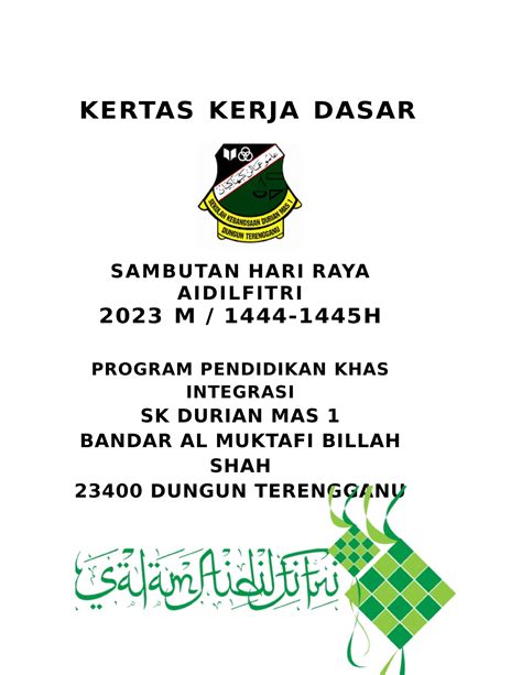 Kertas Kerja Dasar Kertas Kerja Dasar Sambutan Hari Raya Aidilfitri