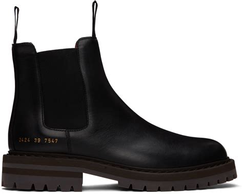 Common Projects Black Leather Chelsea Boots Ssense