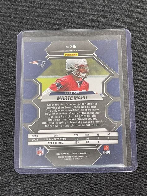 Panini Mosaic Marte Mapu Rookie Base Rc New England Patriots