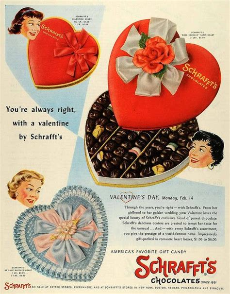 Schrafft S Chocolates Valentine Ad February 1955 Vintage Vintage Werbung Erinnerungen