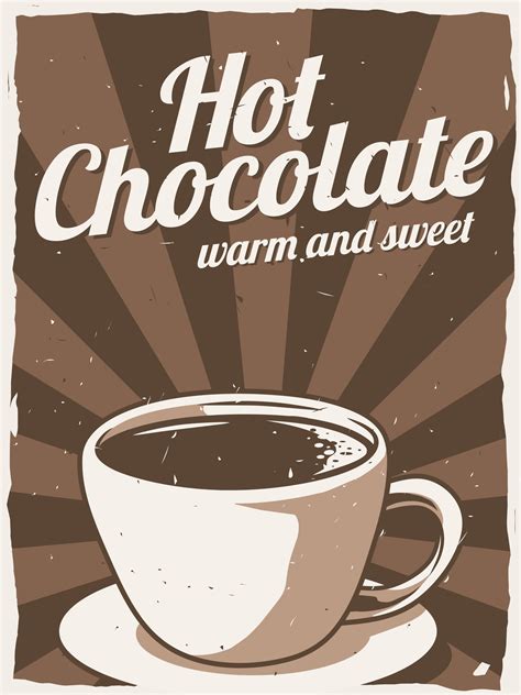 Hot Chocolate Vintage Poster Design Vector Art At Vecteezy