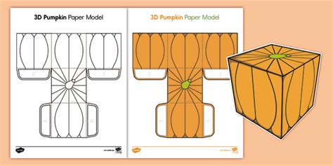 D Pumpkin Paper Model Craft Activity Halloween Twinkl